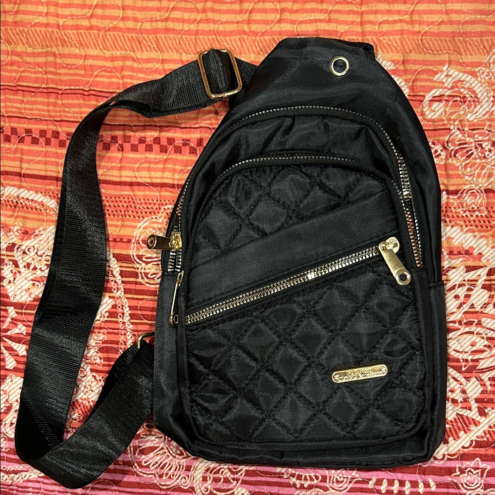 Black Quilted Sling Bag